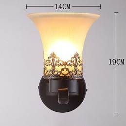 Applique da parete vintage in metallo e vetro, stile campagna americana, 1 luce