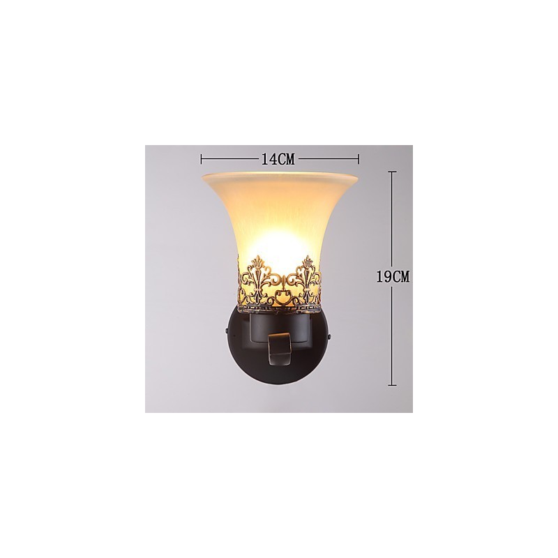 Applique da parete vintage in metallo e vetro, stile campagna americana, 1 luce