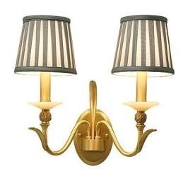 Applique da parete classica country in ottone, mini, 2 lampadine E12/E14, luce verso l'alto