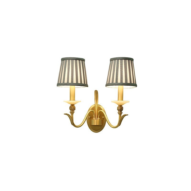 Applique da parete classica country in ottone, mini, 2 lampadine E12/E14, luce verso l'alto