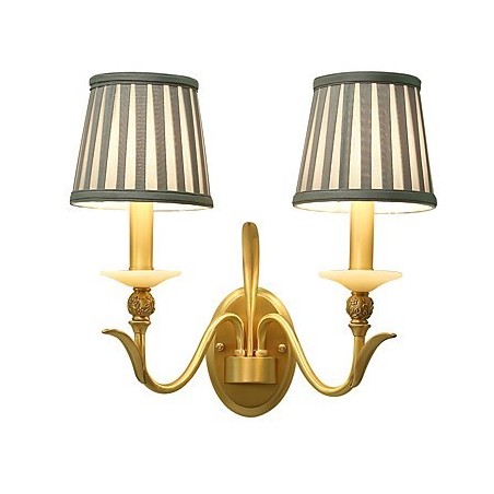 Applique da parete classica country in ottone, mini, 2 lampadine E12/E14, luce verso l'alto