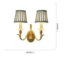 Applique da parete classica country in ottone, mini, 2 lampadine E12/E14, luce verso l'alto