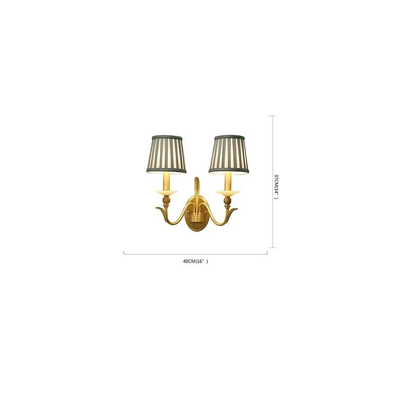 Applique da parete classica country in ottone, mini, 2 lampadine E12/E14, luce verso l'alto