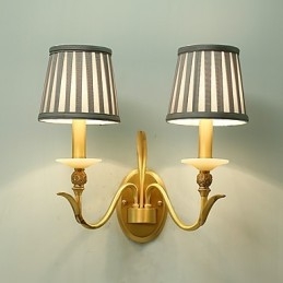 Applique da parete classica country in ottone, mini, 2 lampadine E12/E14, luce verso l'alto