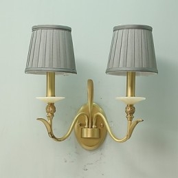 Applique da parete classica country in ottone, mini, 2 lampadine E12/E14, luce verso l'alto