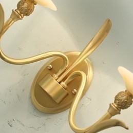 Applique da parete classica country in ottone, mini, 2 lampadine E12/E14, luce verso l'alto