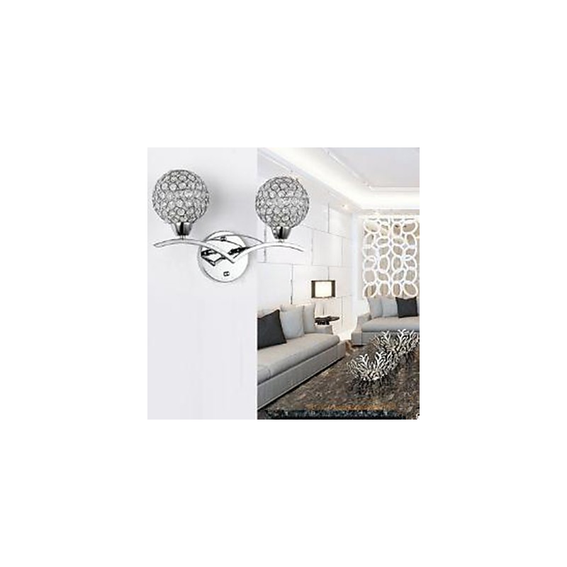 Applique da parete in cristallo moderna con 1 lampadina E27/E26 40 W, 36 cm