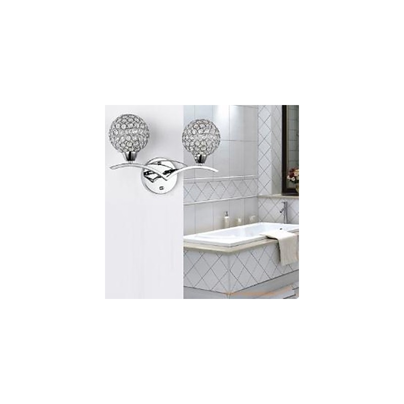 Applique da parete in cristallo moderna con 1 lampadina E27/E26 40 W, 36 cm