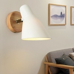 Applique da parete moderna con luce ambientale, legno/bambù e metallo, E26/E27