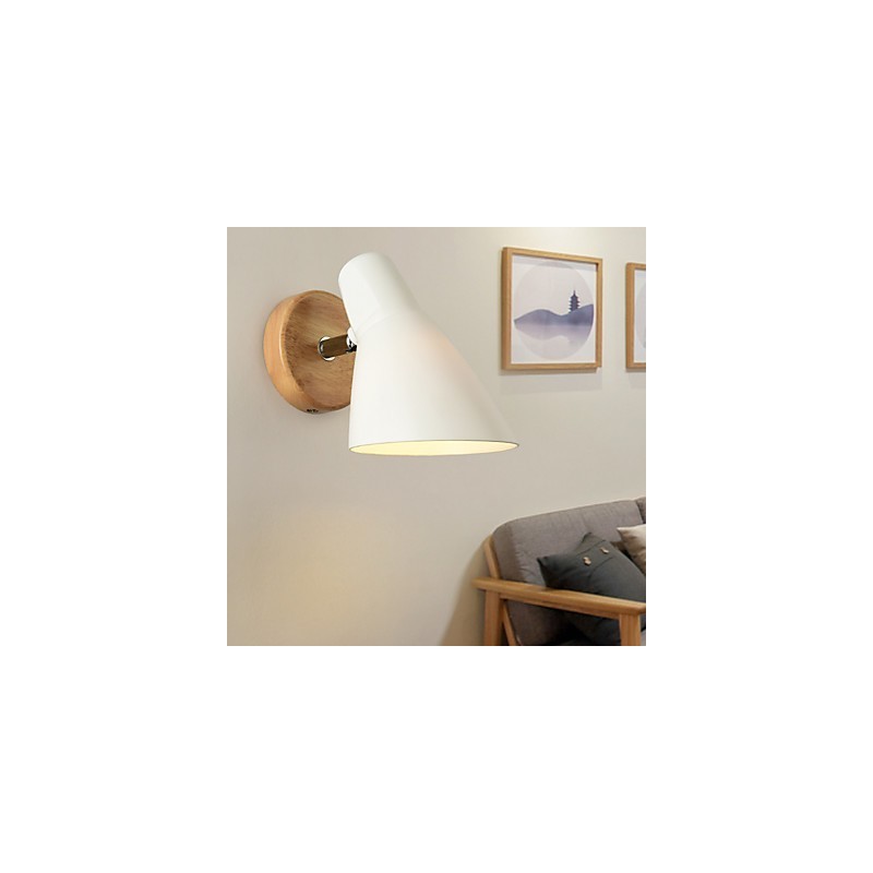 Applique da parete moderna con luce ambientale, legno/bambù e metallo, E26/E27