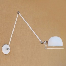 Applique da parete vintage country verniciata con braccio oscillante mini, luce ambientale, protezione occhi