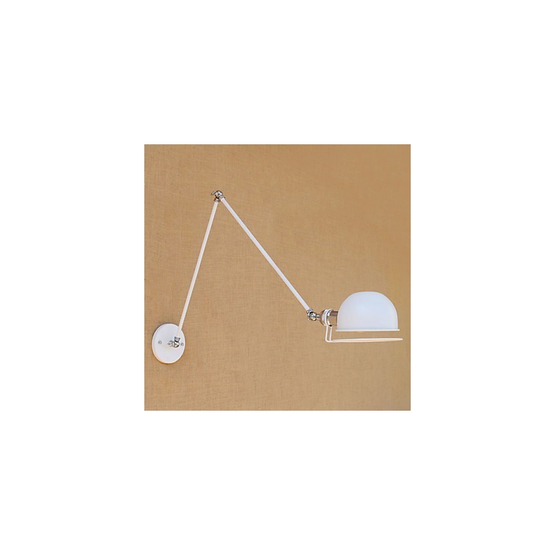 Applique da parete vintage country verniciata con braccio oscillante mini, luce ambientale, protezione occhi