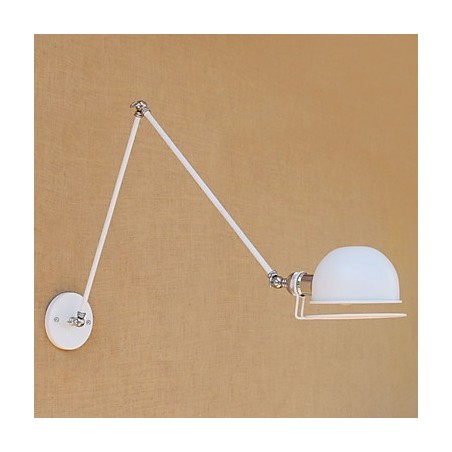 Applique da parete vintage country verniciata con braccio oscillante mini, luce ambientale, protezione occhi