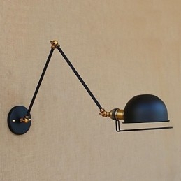 Applique da parete vintage country verniciata con braccio oscillante mini, luce ambientale, protezione occhi