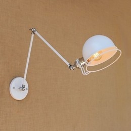 Applique da parete vintage country verniciata con braccio oscillante mini, luce ambientale, protezione occhi