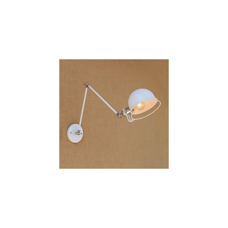 Applique da parete vintage country verniciata con braccio oscillante mini, luce ambientale, protezione occhi