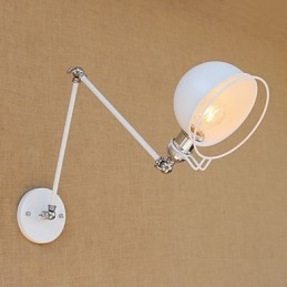 Applique da parete vintage country verniciata con braccio oscillante mini, luce ambientale, protezione occhi