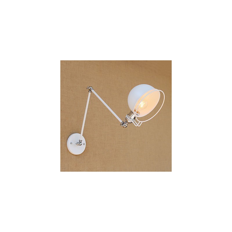 Applique da parete vintage country verniciata con braccio oscillante mini, luce ambientale, protezione occhi