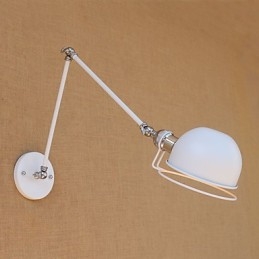 Applique da parete vintage country verniciata con braccio oscillante mini, luce ambientale, protezione occhi