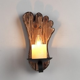 Applique da parete industriale vintage retrò a testa singola in legno e metallo dipinta a colori