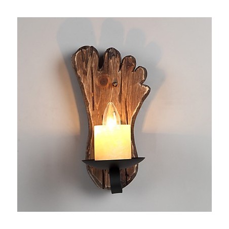 Applique da parete industriale vintage retrò a testa singola in legno e metallo dipinta a colori