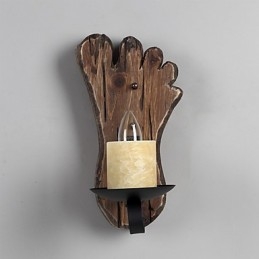 Applique da parete industriale vintage retrò a testa singola in legno e metallo dipinta a colori