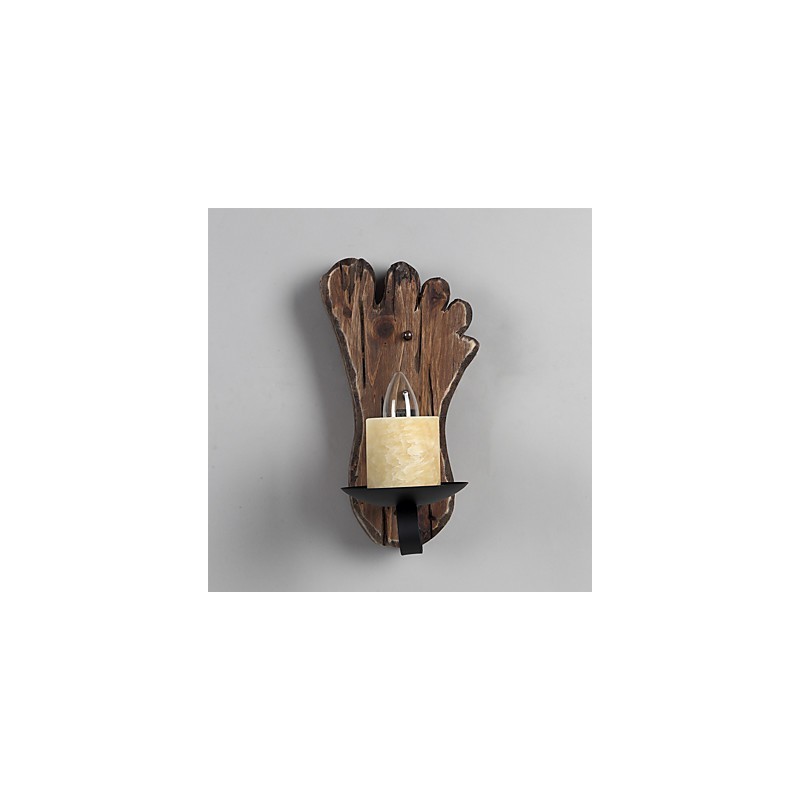 Applique da parete industriale vintage retrò a testa singola in legno e metallo dipinta a colori