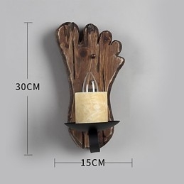 Applique da parete industriale vintage retrò a testa singola in legno e metallo dipinta a colori