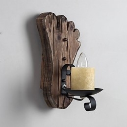 Applique da parete industriale vintage retrò a testa singola in legno e metallo dipinta a colori
