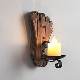 Applique da parete industriale vintage retrò a testa singola in legno e metallo dipinta a colori
