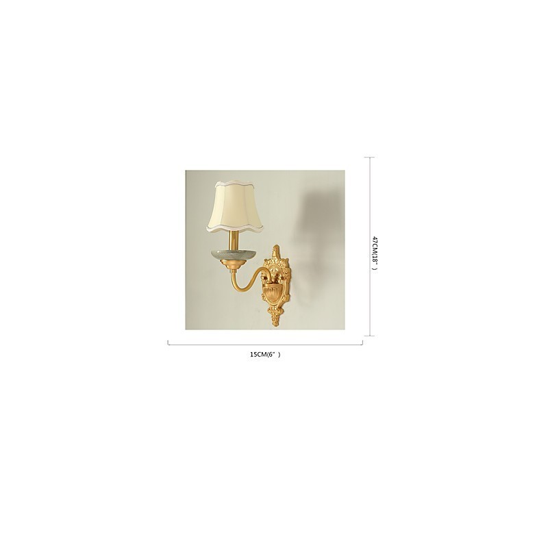 Applique da parete mini classica tradizionale in ottone con luce verso l'alto