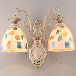 Applique da parete downlight in vetro E27 2 lampadine 42x22x35 cm