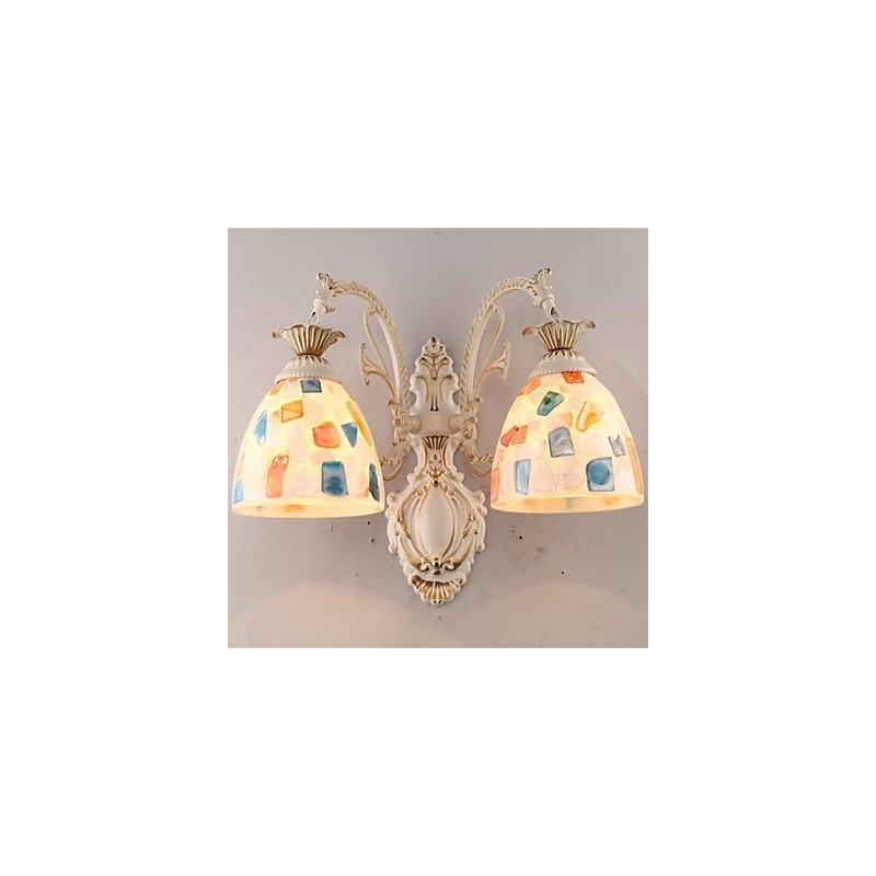 Applique da parete downlight in vetro E27 2 lampadine 42x22x35 cm