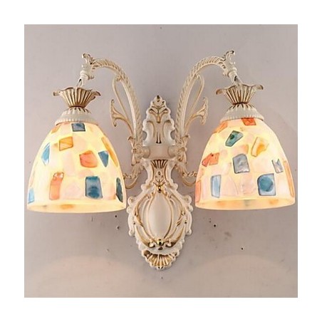 Applique da parete downlight in vetro E27 2 lampadine 42x22x35 cm