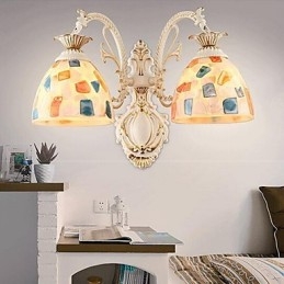 Applique da parete downlight in vetro E27 2 lampadine 42x22x35 cm