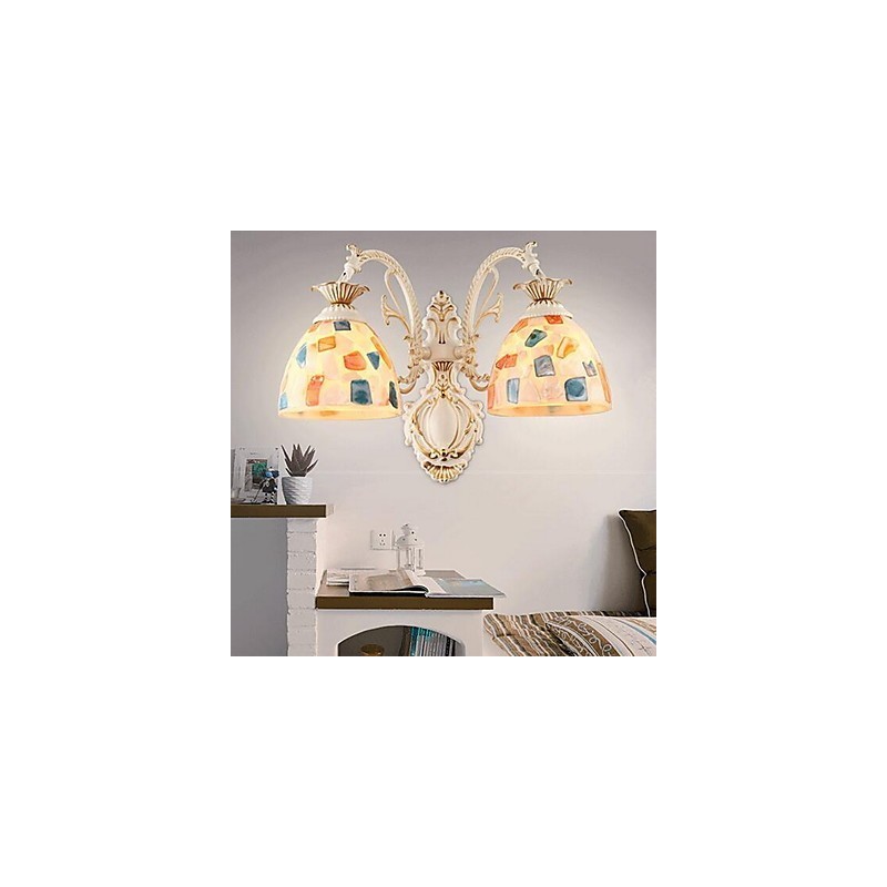 Applique da parete downlight in vetro E27 2 lampadine 42x22x35 cm