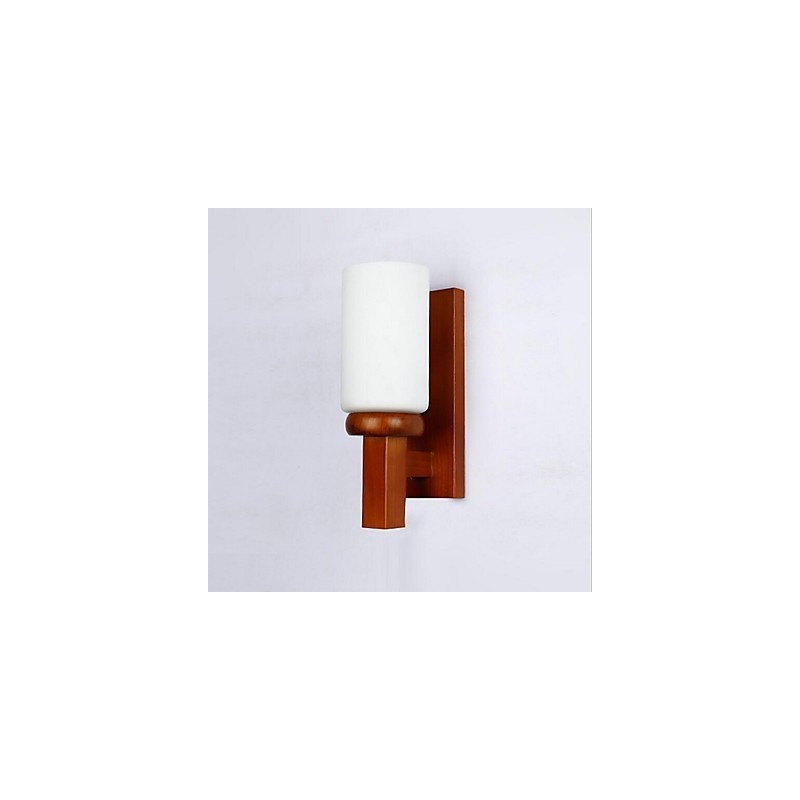 Applique da parete vintage in vetro e legno/bambù E27 27 cm