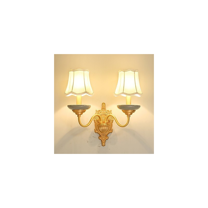 Applique da parete mini classica in ottone, luce verso l'alto, 2 lampadine E12/E14