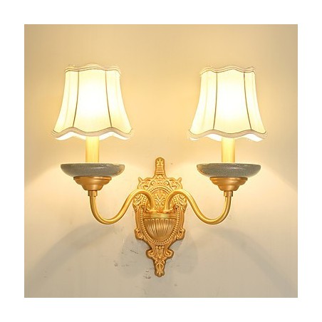 Applique da parete mini classica in ottone, luce verso l'alto, 2 lampadine E12/E14