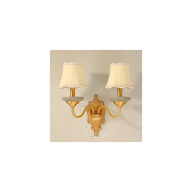 Applique da parete mini classica in ottone, luce verso l'alto, 2 lampadine E12/E14