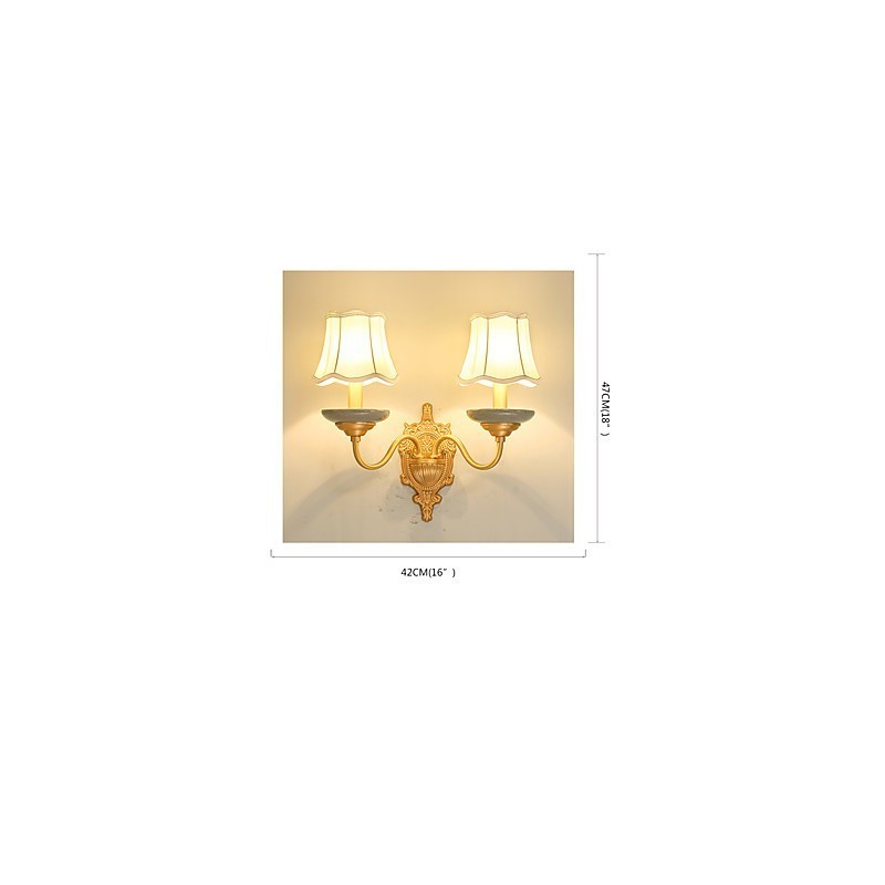 Applique da parete mini classica in ottone, luce verso l'alto, 2 lampadine E12/E14