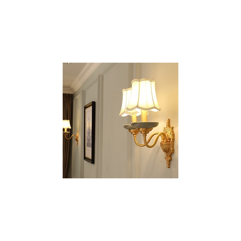 Applique da parete mini classica in ottone, luce verso l'alto, 2 lampadine E12/E14