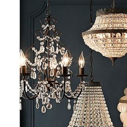 Lampadario decorativo in cristallo stile country 1 livello, catena regolabile