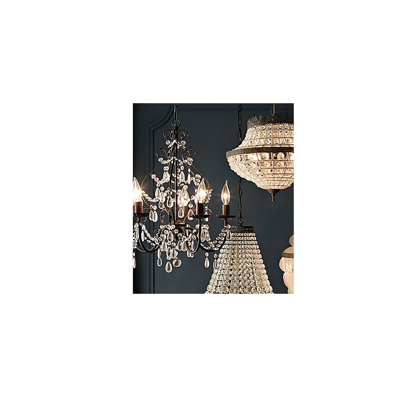 Lampadario decorativo in cristallo stile country 1 livello, catena regolabile