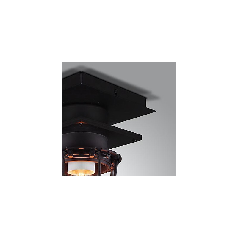 Lampada da parete e soffitto a filo in ferro battuto nero retrò, 1 luce, E26/E27