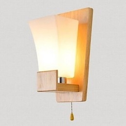 Applique da parete moderna contemporanea uplight in vetro e legno/bambù E27