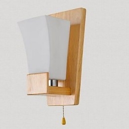 Applique da parete moderna contemporanea uplight in vetro e legno/bambù E27