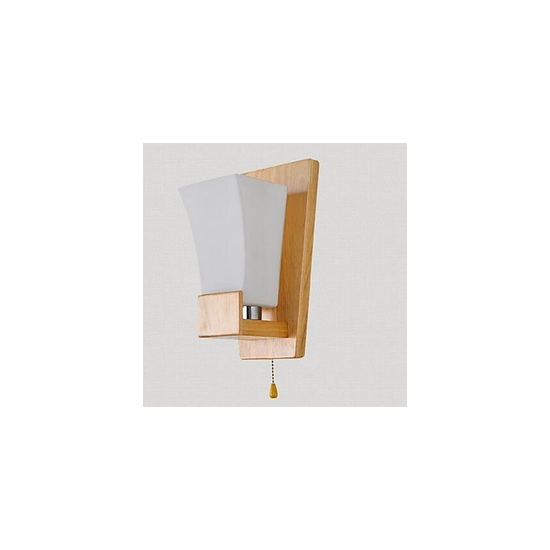 Applique da parete moderna contemporanea uplight in vetro e legno/bambù E27