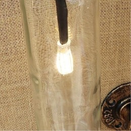 Applique da parete in ferro con interruttore, trasparente con tubo dell'acqua e bottiglia di vino