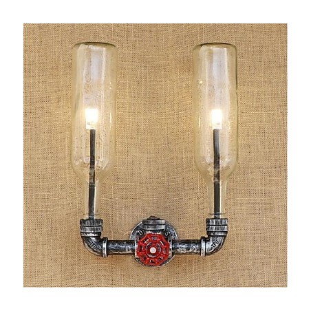 Applique da parete industriale retrò con interruttore, E27, 2 lampadine incluse